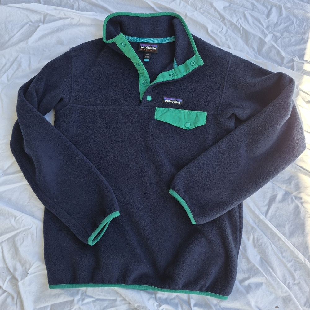 Patagonia Synchilla Fleece Pullover NAVY & KELLY ➡️LIKE NEW🥰  Fits like A Small
